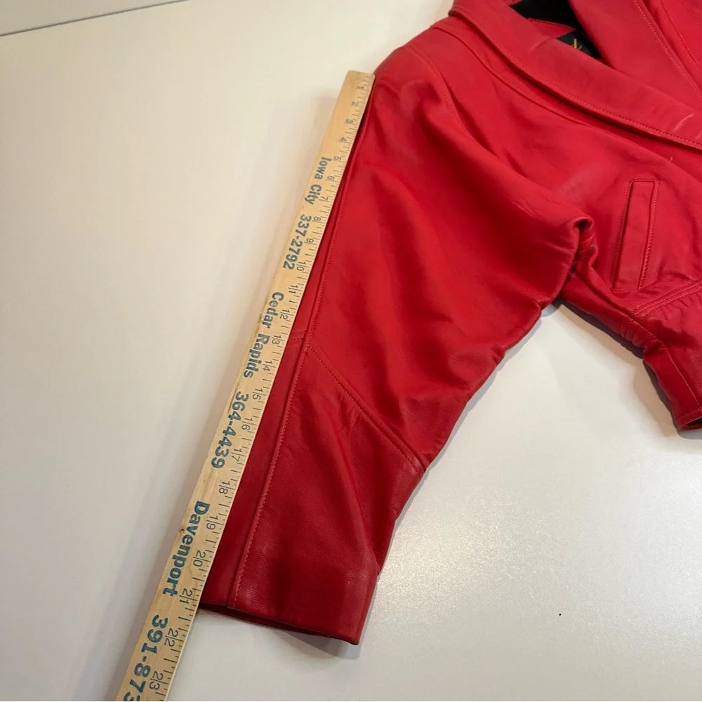 Vintage Red Soft Leather Jacket Women's 1980s 1990s Festive Western Boho Preppy - Picture 5 of 16